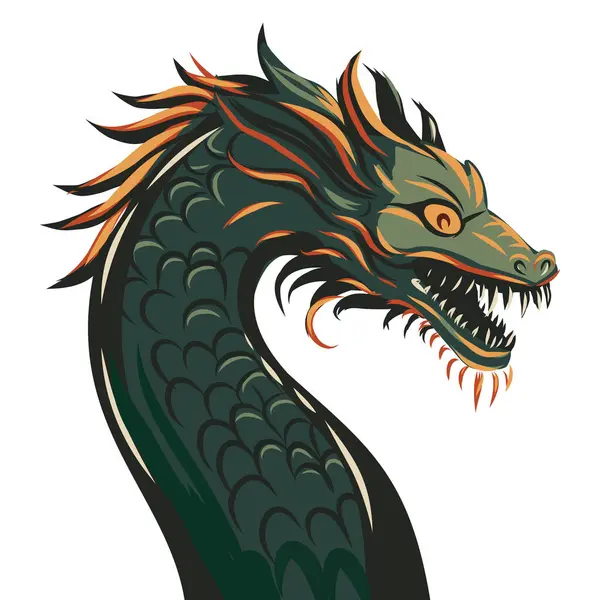 Новогоднее Знамя Плакат Вектор Зеленый Сказочный Дракон Китайский 2024 Набор — стоковый вектор
