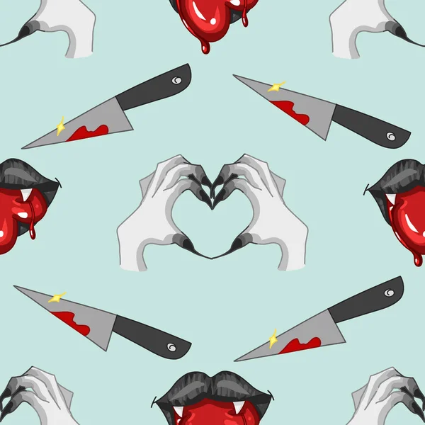 Läskigt Alla Hjärtans Dag Sömlösa Mönster Läskiga Valentine Pastel Goth — Stock vektor