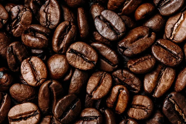 コーヒー豆 焙煎コーヒー豆の背景 トップビュー — ストック写真