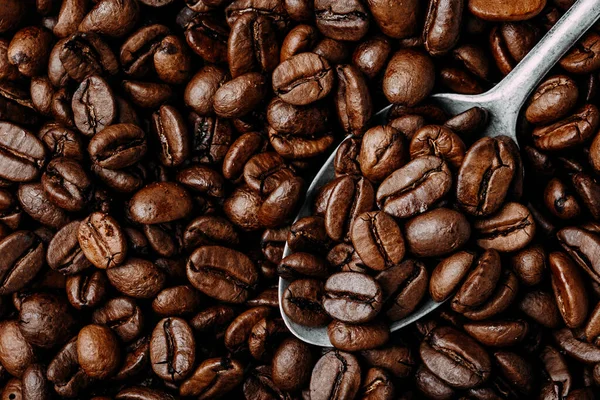 Coffee Beans Roasted Coffee Beans Background Top View — Stockfoto
