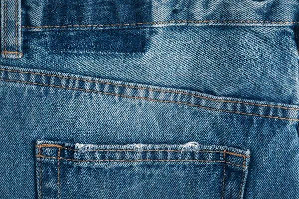 Jeans Nahaufnahme Von Blue Denim Jeans Textur Hintergrund Zerrissene Jeans — Stockfoto