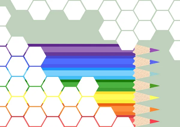 Lápis Coloridos Arco Íris Moldura Para Criatividade Estoque Vetorial Ilustração — Vetor de Stock