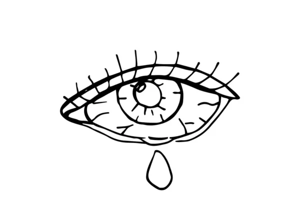 Ojo Humano Lágrima Llora Ilustración Stock Vectorial Eps10 Esquema Aislar — Archivo Imágenes Vectoriales