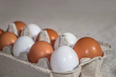 Tavuk yumurtaları. Yakın plan.