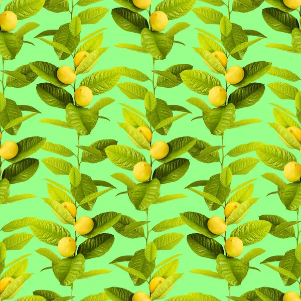 レモンの葉と果実のシームレスなパターン — ストック写真