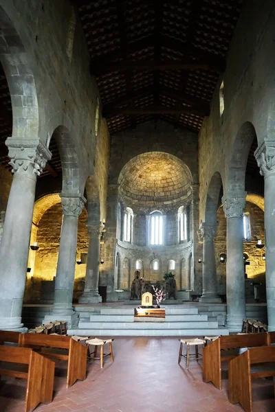 Interiör Församlingskyrkan San Pietro Romena Toscana Italien — Stockfoto
