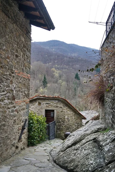 Glimp Van Het Oude Middeleeuwse Dorp Raggiolo Toscane Italië — Stockfoto