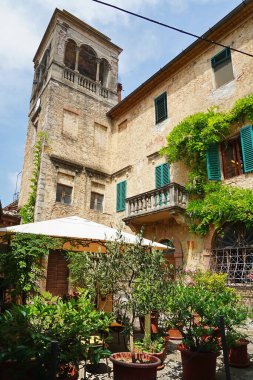 Glimpse of the castle of Sovicille, Tuscany, Italy