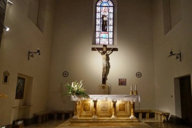 Interior of the church of San Lorenzo in the ancient village of Sovicille, Tuscany, Italy