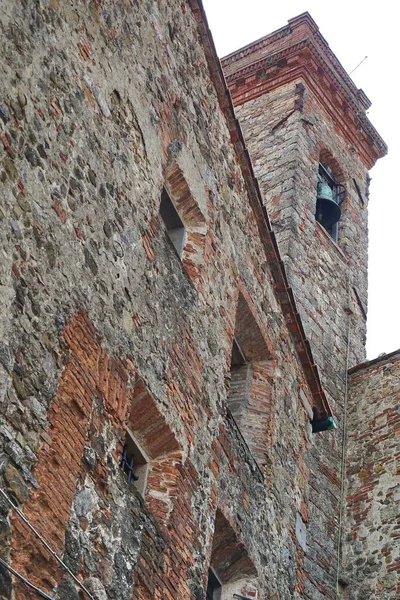 Campanile Den Historiska Stadskärnan Den Antika Byn Chiusdino Toscana Italien — Stockfoto