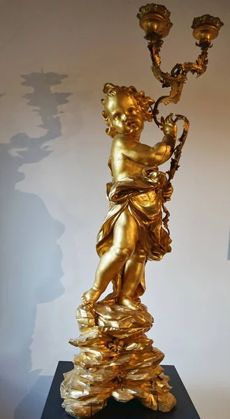 Candelabro Oro Nel Museo Arte Sacra Chiusdino Toscana — Foto Stock