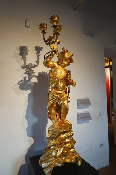 Zlatý Svícen Posvátném Muzeu Umění Chiusdino Toskánsko Itálie — Stock fotografie