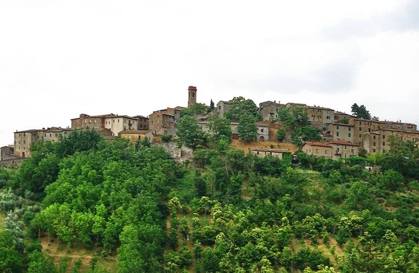 Utsikt Över Den Antika Byn Chiusdino Toscana Italien — Stockfoto