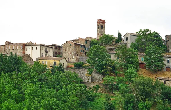 Utsikt Över Den Antika Byn Chiusdino Toscana Italien — Stockfoto