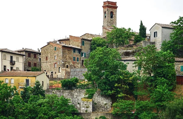 Vista Antiga Aldeia Chiusdino Toscana Itália — Fotografia de Stock