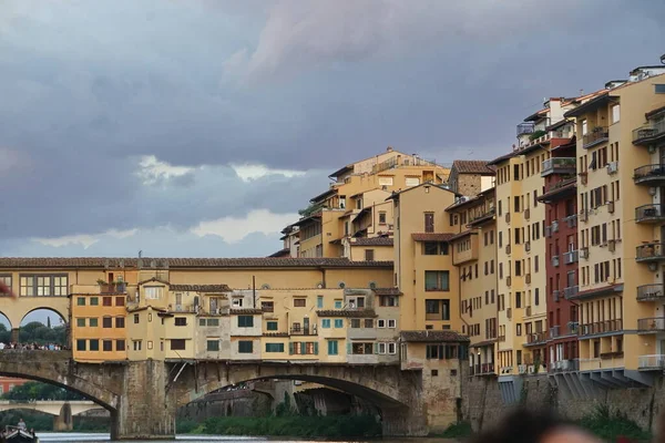 Détail Ponte Vecchio Partir Bateau Sur Rivière Arno Florence Toscane — Photo
