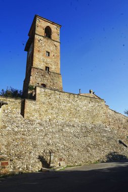 Anghiari, Toskana, İtalya 'daki Campano ya da saat kulesi