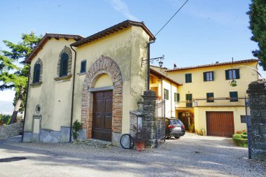 İtalya 'nın Toskana, Anghiari köyündeki Toskana' da bir villa.