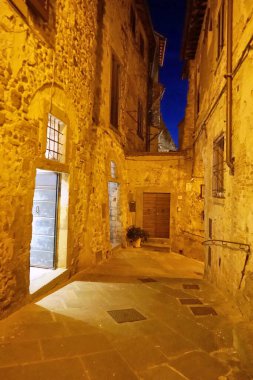 Ortaçağ 'ın eski Anghiari kasabası, Tuscany, İtalya' ya bir bakış.