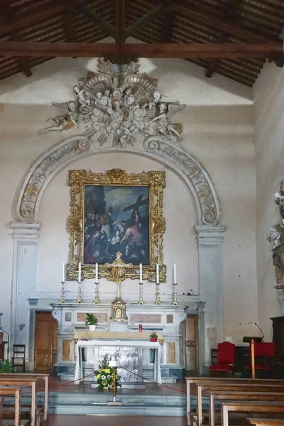 Interiér Kostela Kříže Anghiari Toskánsko Itálie — Stock fotografie