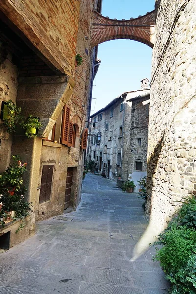 Мбаппе Средневекового Старого Города Ангиари Тоскана Италия — стоковое фото