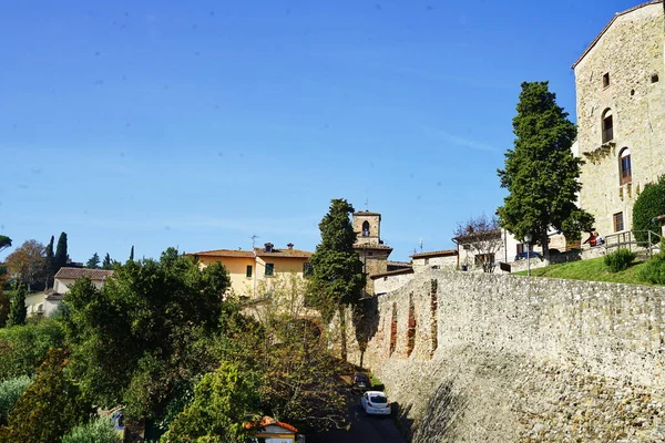 Μεσαιωνικά Τείχη Του Χωριού Ανγκιάρι Τοσκάνη Ιταλία — Φωτογραφία Αρχείου