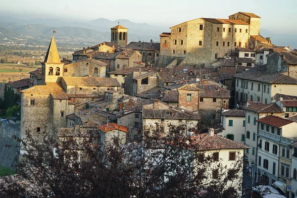 Veduta Dell Antico Borgo Medievale Anghiari Tramonto Toscana — Foto Stock