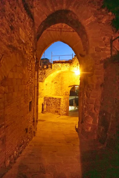 Vista Del Casco Antiguo Medieval Anghiari Por Noche Toscana Italia — Foto de Stock