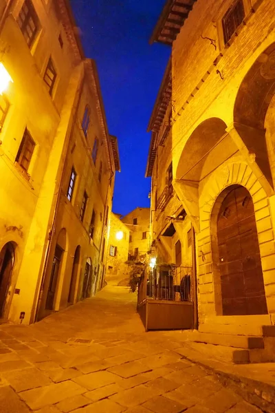Záblesk Středověkého Starého Města Anghiari Večer Toskánsko Itálie — Stock fotografie