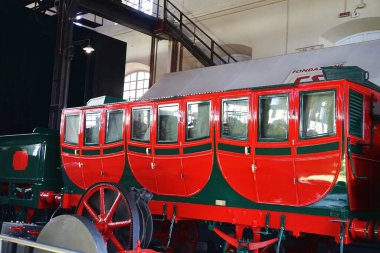 1839 'da Napoli Portici hattındaki tren vagonu Pietrarsa, Campania, İtalya' daki Ulusal Demiryolu Müzesi 'nde