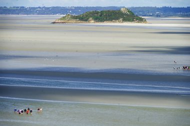 Fransa, Normandiya 'daki Mont Saint Michel' in duvarlarından Panorama