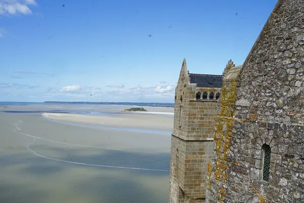 Fransa, Normandiya 'daki Mont Saint Michel Manastırı' ndan Panorama