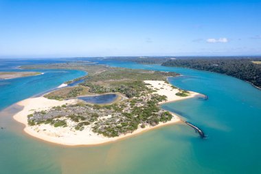 Gippsland Gölleri, Victoria, Avustralya 'ya yakın. Üst görünüm, hava fotoğrafçılığı.