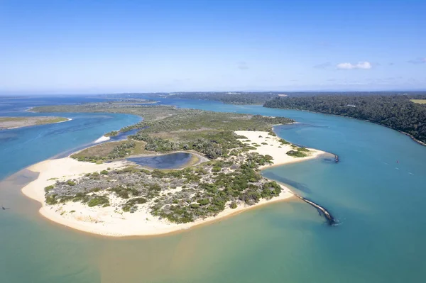 stock image Gippsland Lakes near Lake Entrance, Victoria, Australia. Top view, aerial photography.