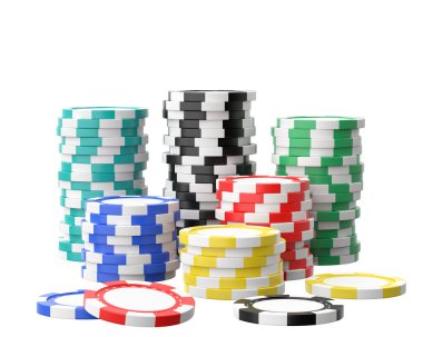 Kumarhane fişi. Kumarhane hatırası. Üç boyutlu çip. 3B illüstrasyon.