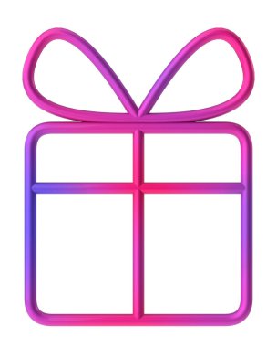 Noel çizgisi sanatı. Noel hediyesi kutusu. 3B illüstrasyon.