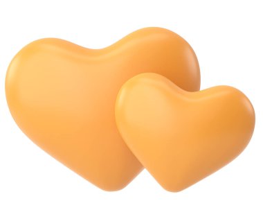 Çift kalp. Üç boyutlu kalp. 3B illüstrasyon.