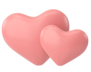 Çift kalp. Üç boyutlu kalp. 3B illüstrasyon.