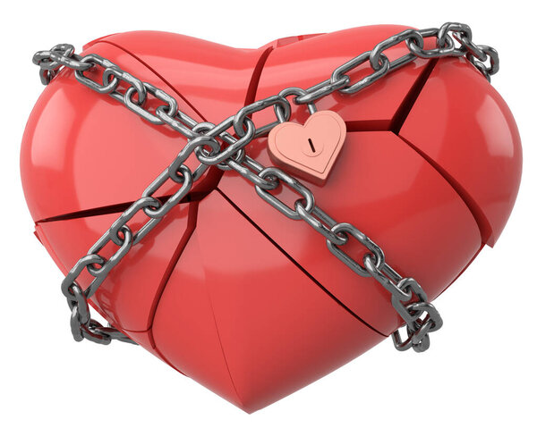 Broken heart. Heartbroken. lovelorn. 3D illustration.