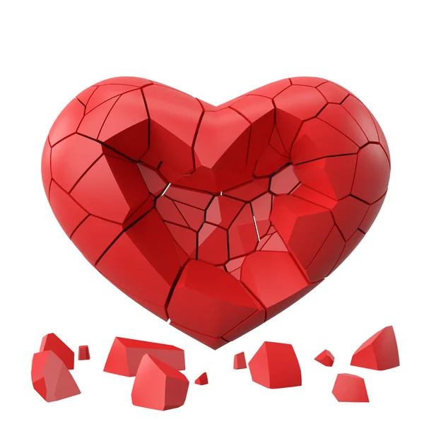 3D壊れた心臓 胸が痛んだ ラブローン 3Dイラスト — ストック写真
