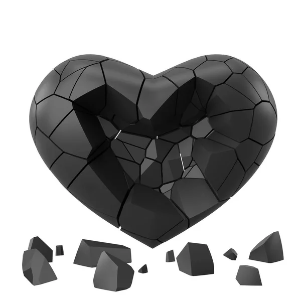Boyutlu Kırık Kalp Kalbi Kırılmış Aşk Acısı Illüstrasyon — Stok fotoğraf