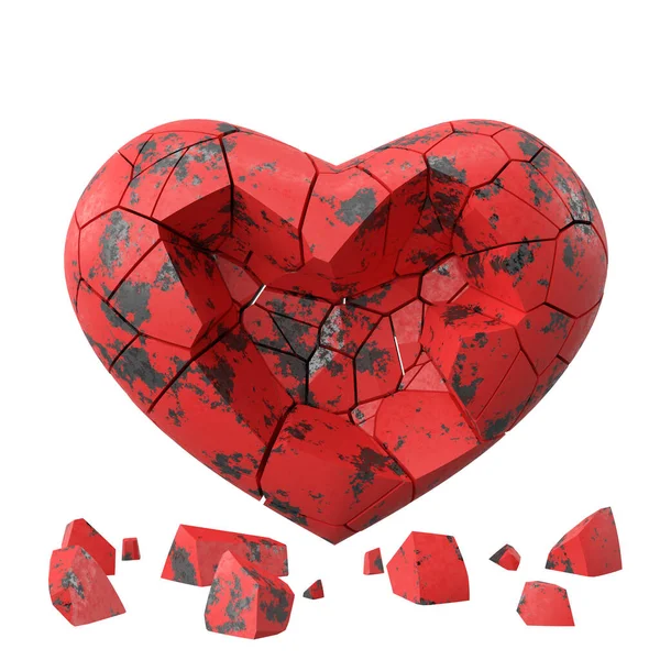 stock image Broken heart. Heartbroken. lovelorn. 3D illustration.