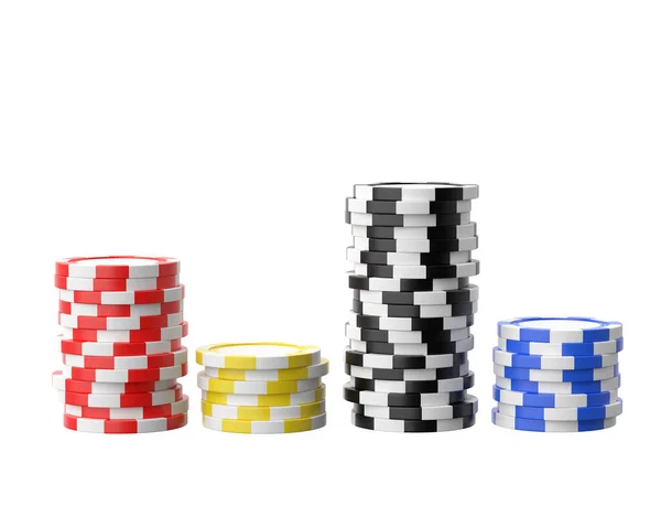 卡西诺芯片 赌场的象征3D晶片3D插图 — 图库照片