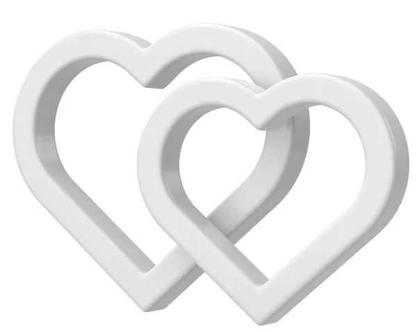 Ζευγάρι Τρισδιάστατη Καρδιά Απεικόνιση — Φωτογραφία Αρχείου
