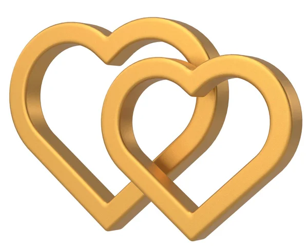Ζευγάρι Τρισδιάστατη Καρδιά Απεικόνιση — Φωτογραφία Αρχείου