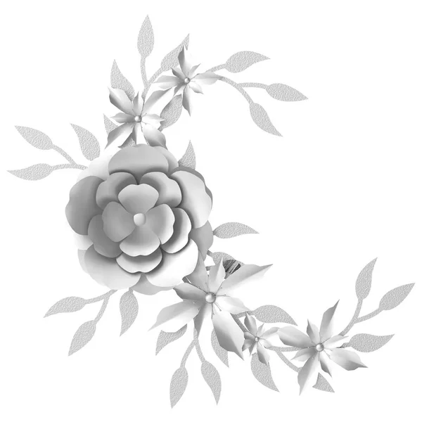 Gümüş Çiçek Boyutlu Çiçek Illüstrasyon — Stok fotoğraf