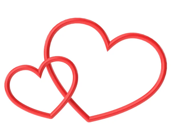 Deux Coeurs Art Ligne Coeur Décoration Carte Saint Valentin — Photo