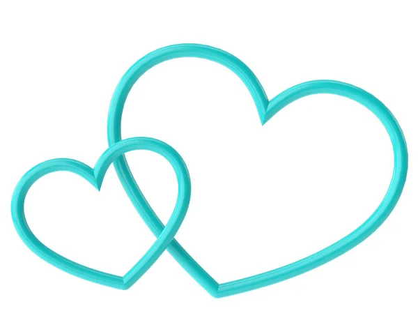 Ett Par Hjärtan Hjärta Linje Konst Valentine Kort Dekoration — Stockfoto