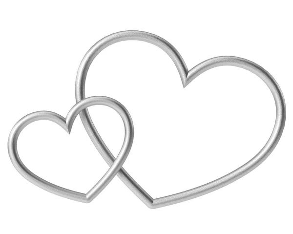 Ett Par Hjärtan Hjärta Linje Konst Illustration — Stockfoto