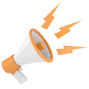 Megafon. Üç boyutlu illüstrasyon. 3B görüntüleme.